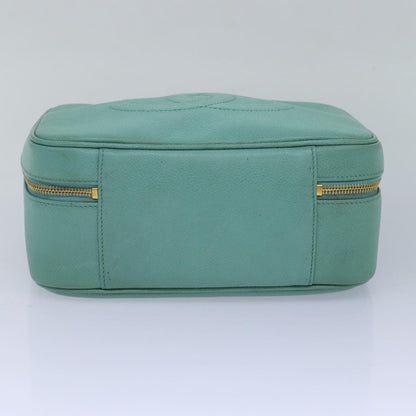 CHANEL Vanity COCO Mark Hand Bag Caviar Skin Emerald Green CC yk13974A