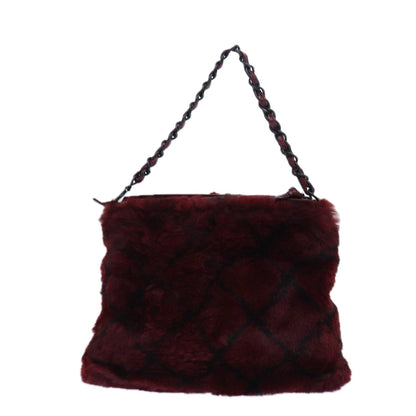 CHANEL COCO Mark Chain Hand Bag Canvas Wine Red CC yk13976A