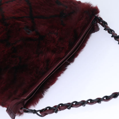 CHANEL COCO Mark Chain Hand Bag Canvas Wine Red CC yk13976A