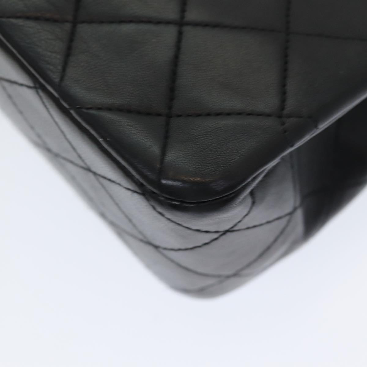 CHANEL Matelasse 25 Turn Lock Chain Hand Bag Lamb Skin Black CC yk14030A