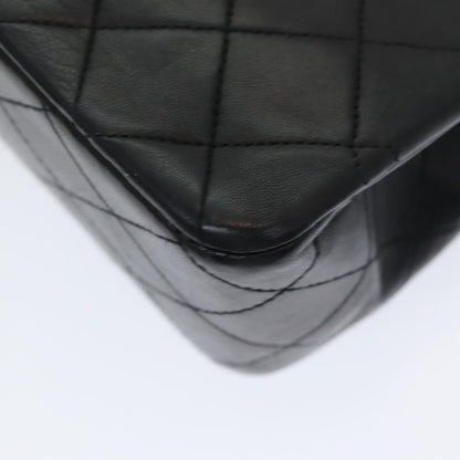 CHANEL Matelasse 25 Turn Lock Chain Hand Bag Lamb Skin Black CC yk14030A