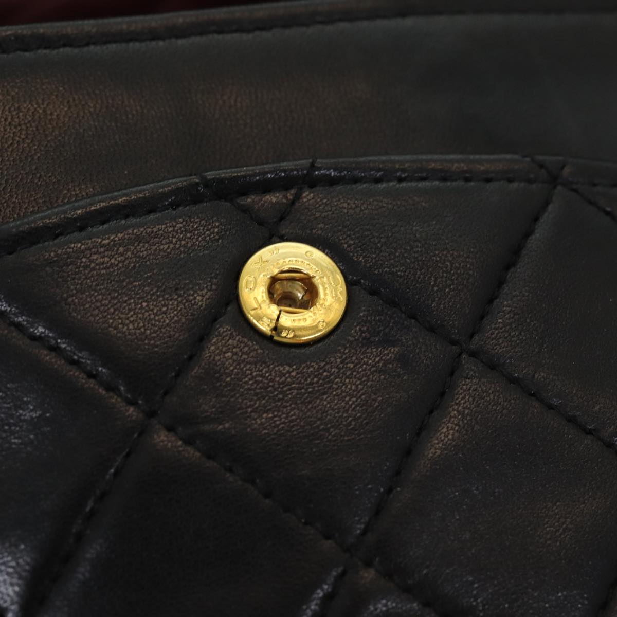 CHANEL Matelasse 25 Turn Lock Chain Hand Bag Lamb Skin Black CC yk14030A