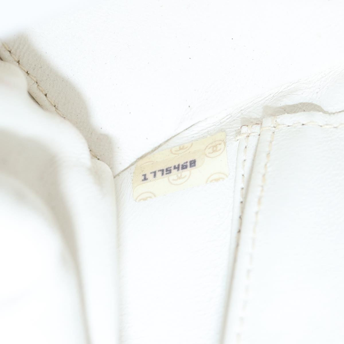 CHANEL V Stitch Chain Hand Bag Leather White CC yk14103