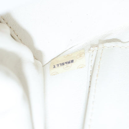 CHANEL V Stitch Chain Hand Bag Leather White CC yk14103