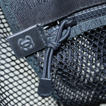 CHANEL Sports Tote Bag Nylon Black Gray CC yk14152