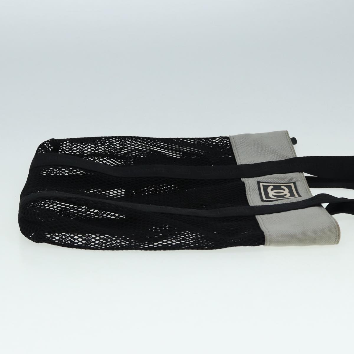 CHANEL Sports Tote Bag Nylon Black Gray CC yk14152