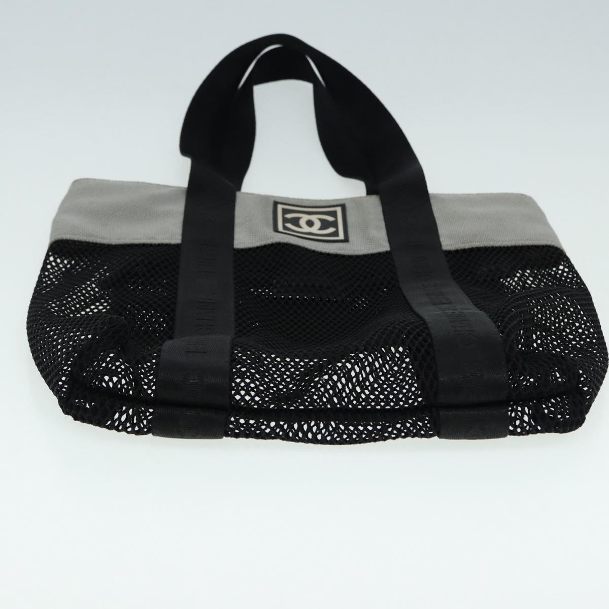 CHANEL Sports Tote Bag Nylon Black Gray CC yk14152