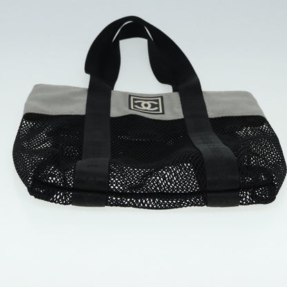CHANEL Sports Tote Bag Nylon Black Gray CC yk14152