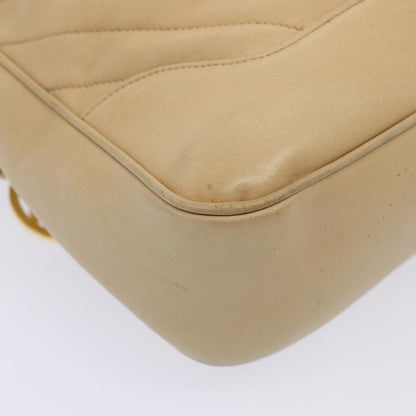 CHANEL V Stitch Hand Bag Leather 2way Beige Gold CC yk14320