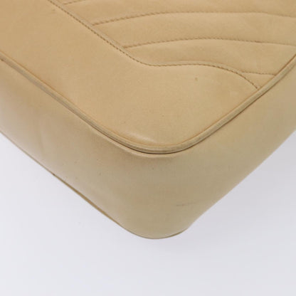 CHANEL V Stitch Hand Bag Leather 2way Beige Gold CC yk14320