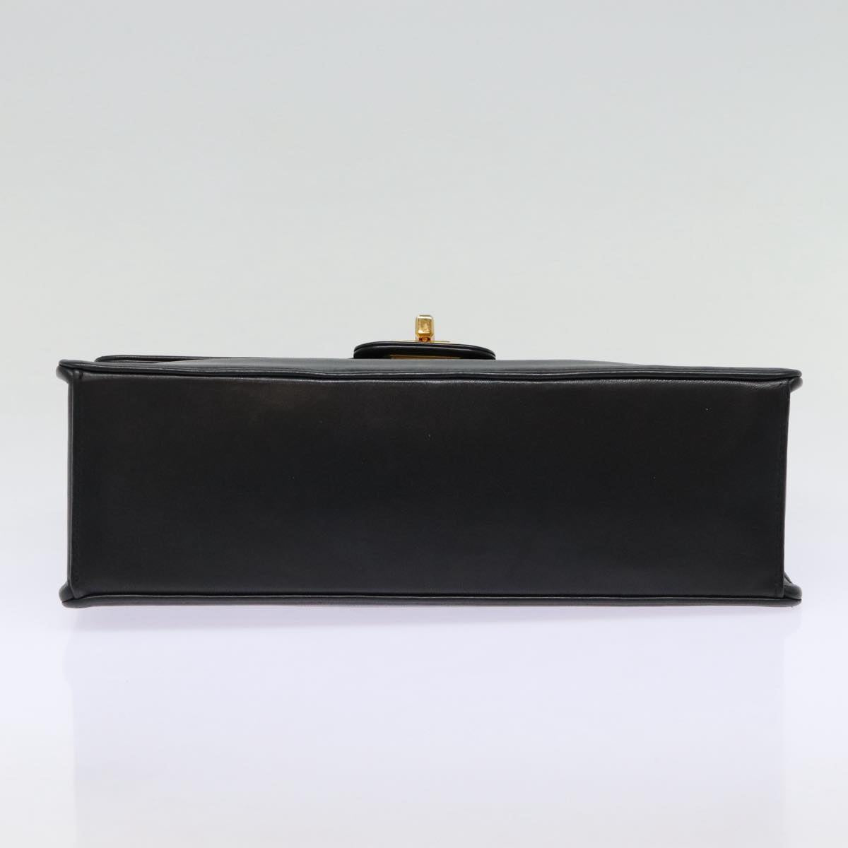 CHANEL Matelasse Turn Lock Chain Hand Bag Lamb Skin Black Gold CC yk14333A