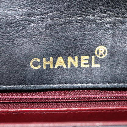 CHANEL Matelasse Turn Lock Chain Hand Bag Lamb Skin Black Gold CC yk14333A