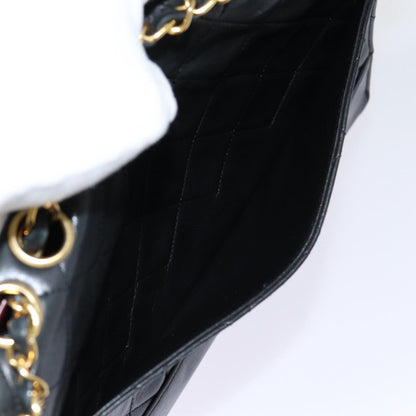 CHANEL Matelasse Turn Lock Chain Hand Bag Lamb Skin Black Gold CC yk14333A
