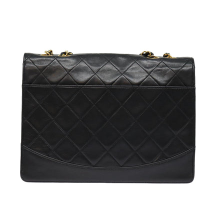 CHANEL Matelasse Turn Lock Chain Hand Bag Lamb Skin Black Gold CC yk14333A