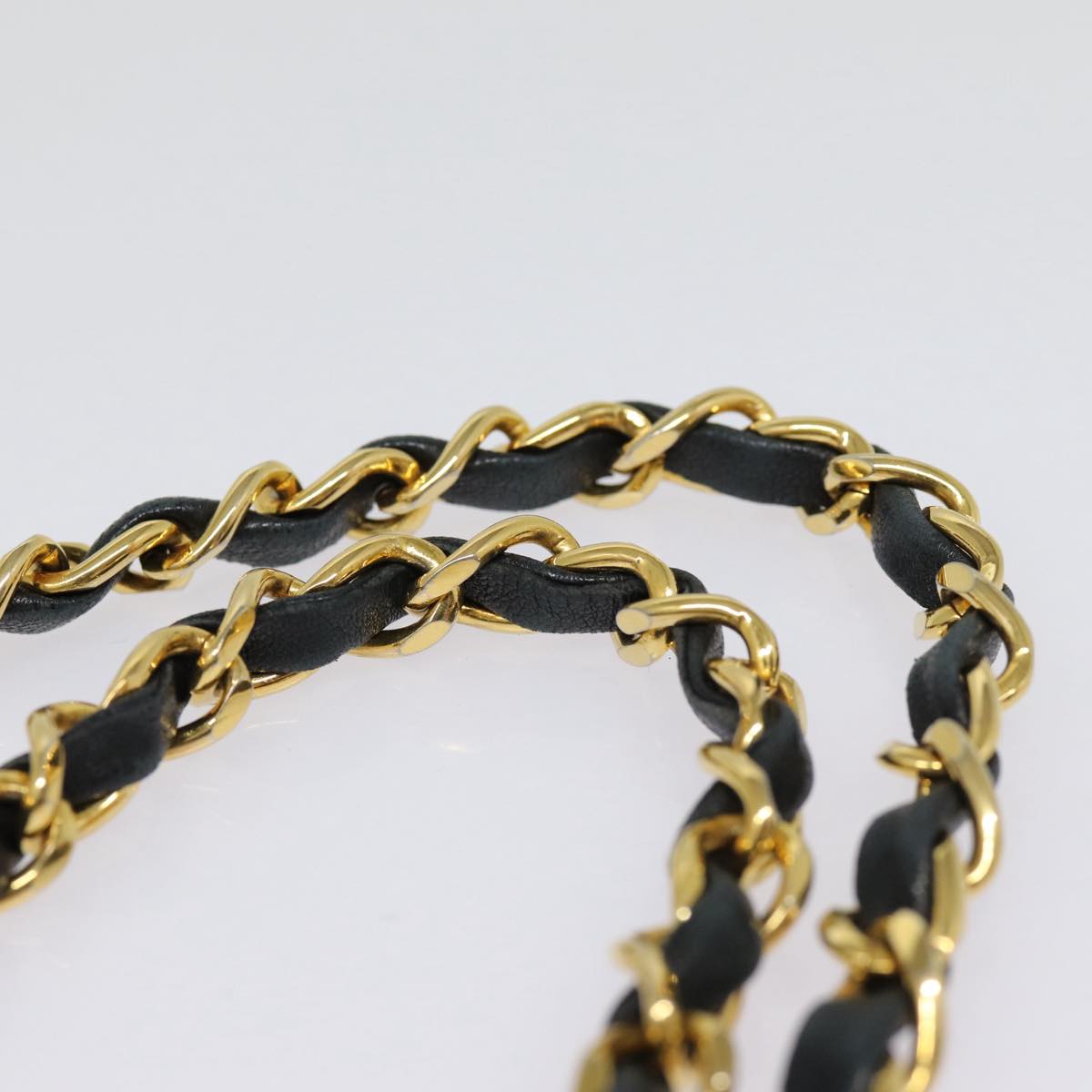 CHANEL Matelasse Turn Lock Chain Hand Bag Lamb Skin Black Gold CC yk14333A