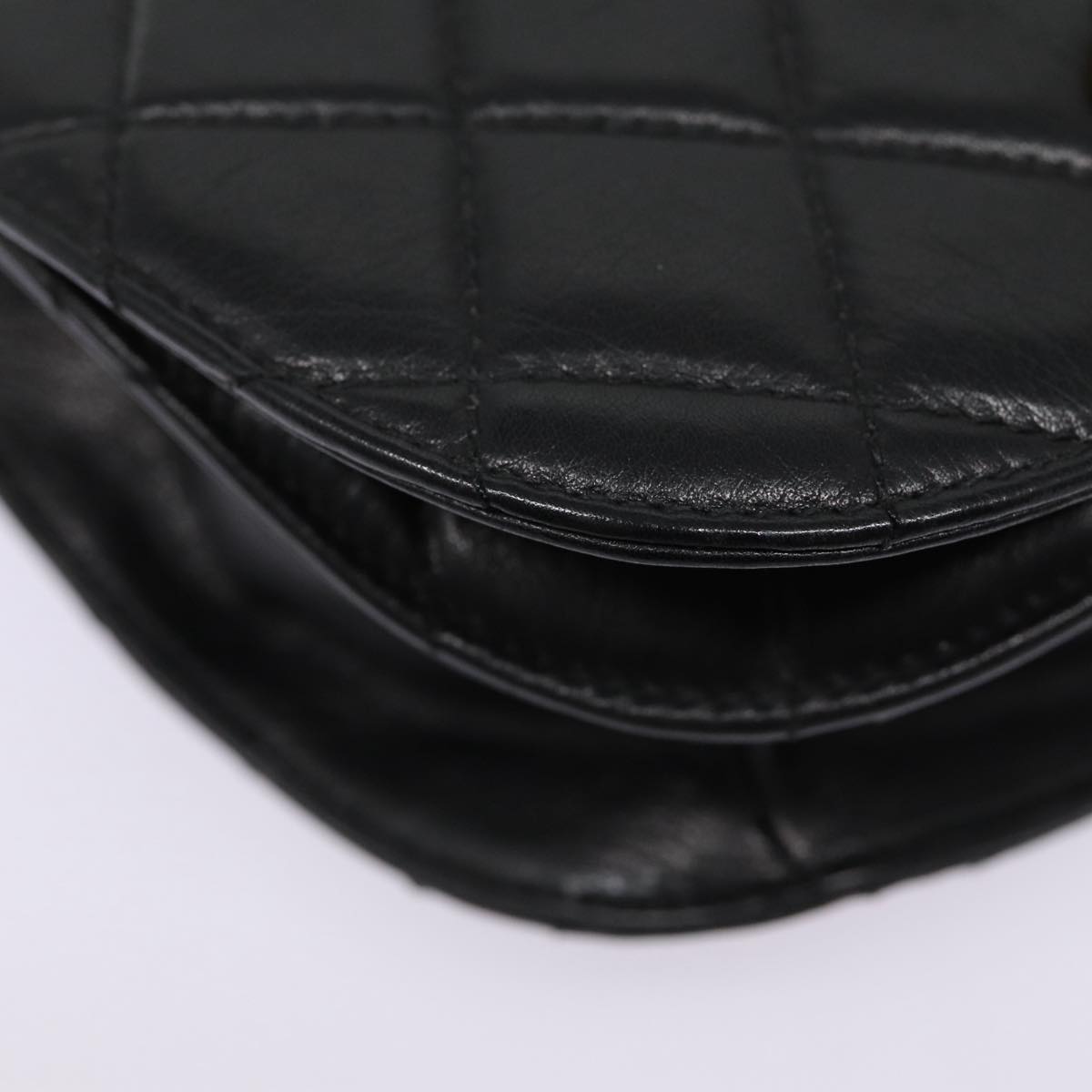 CHANEL Matelasse Turn Lock Waist bag Leather Black Gold CC yk14337