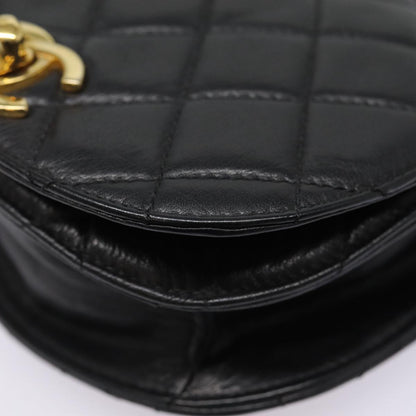 CHANEL Matelasse Turn Lock Waist bag Leather Black Gold CC yk14337