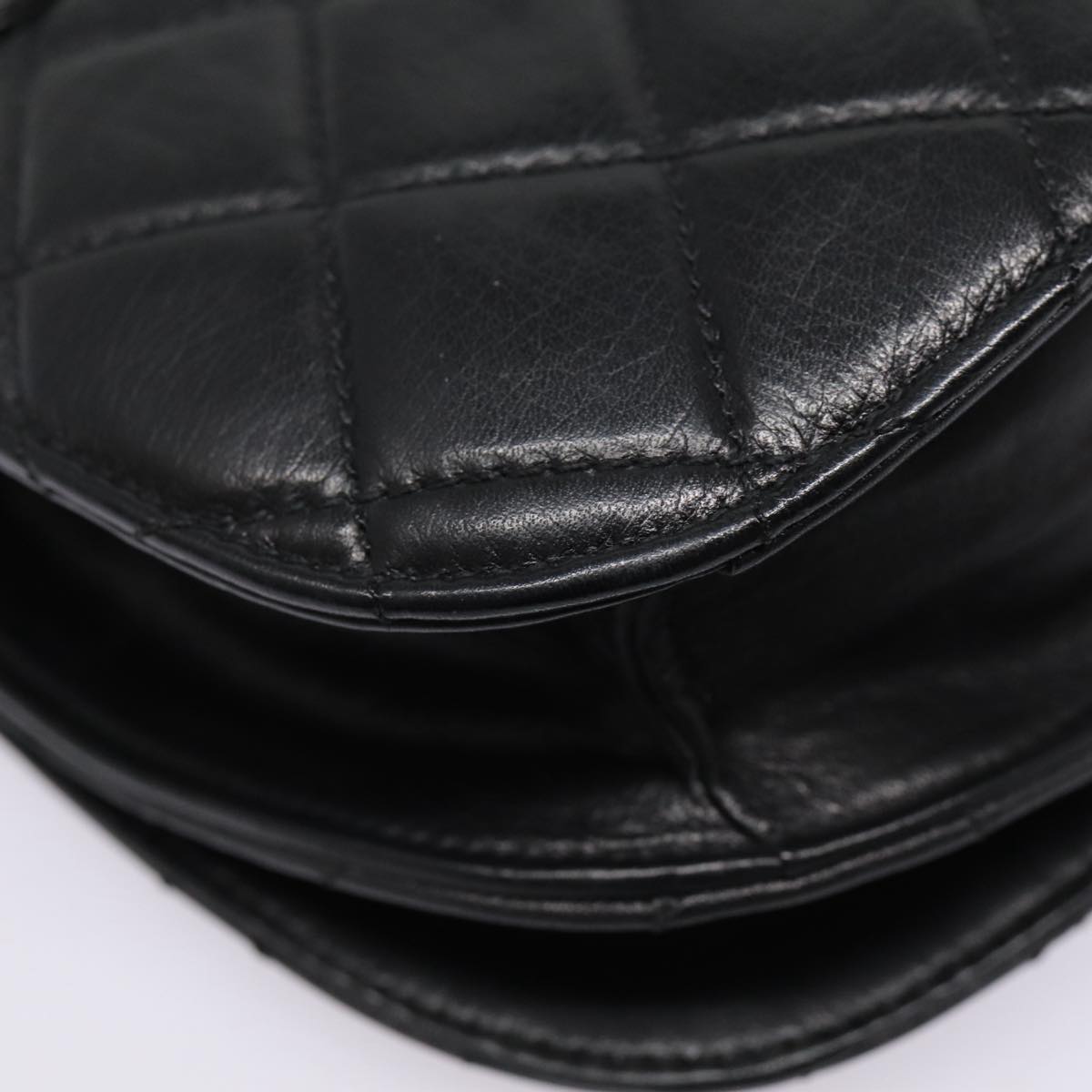 CHANEL Matelasse Turn Lock Waist bag Leather Black Gold CC yk14337