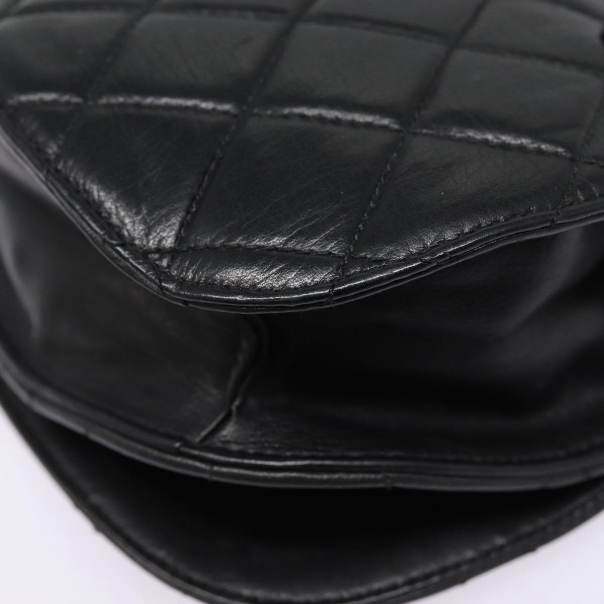 CHANEL Matelasse Turn Lock Waist bag Leather Black Gold CC yk14337