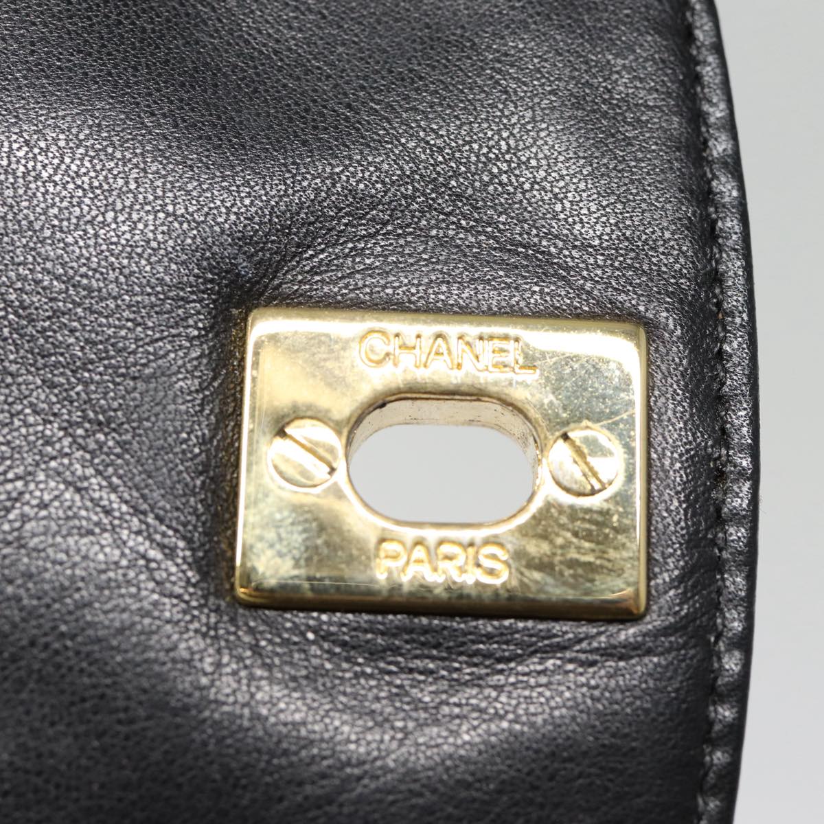CHANEL Matelasse Turn Lock Waist bag Leather Black Gold CC yk14337