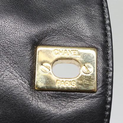 CHANEL Matelasse Turn Lock Waist bag Leather Black Gold CC yk14337