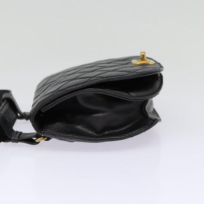 CHANEL Matelasse Turn Lock Waist bag Leather Black Gold CC yk14337