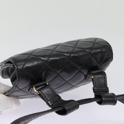 CHANEL Matelasse Turn Lock Waist bag Leather Black Gold CC yk14337