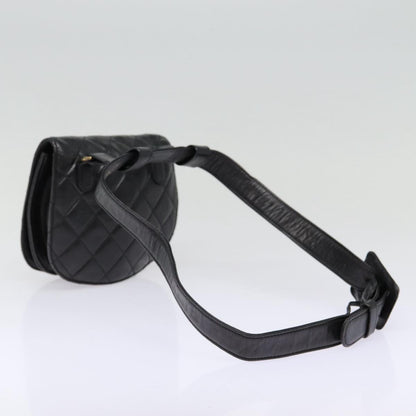 CHANEL Matelasse Turn Lock Waist bag Leather Black Gold CC yk14337
