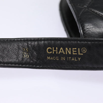 CHANEL Matelasse Turn Lock Waist bag Leather Black Gold CC yk14337