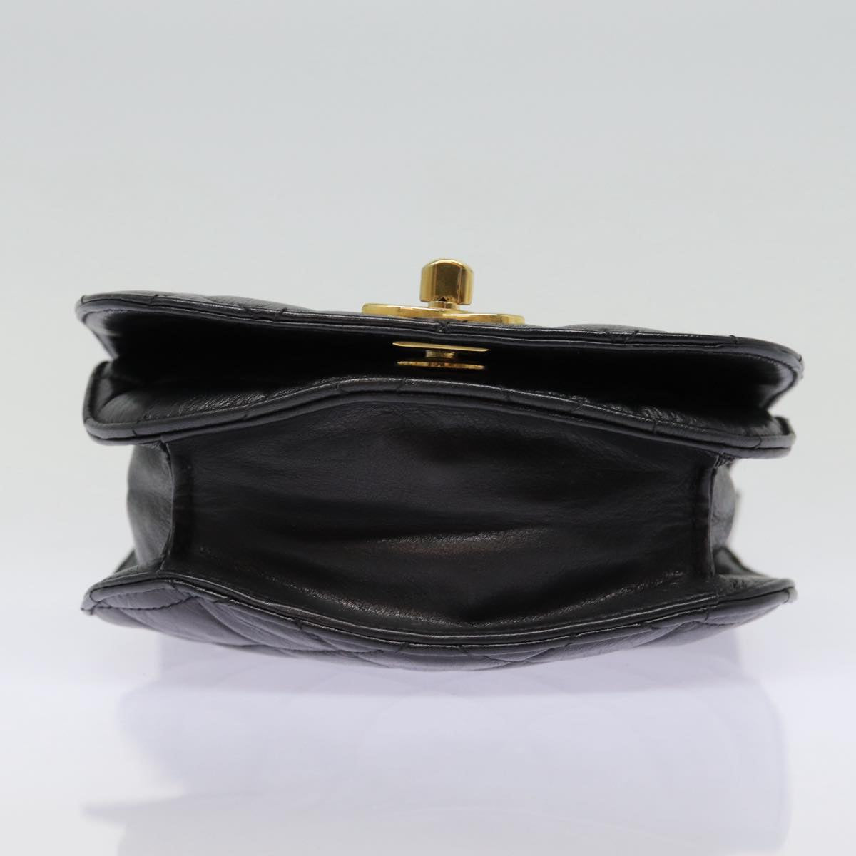 CHANEL Matelasse Turn Lock Waist bag Leather Black Gold CC yk14337