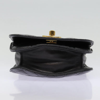 CHANEL Matelasse Turn Lock Waist bag Leather Black Gold CC yk14337