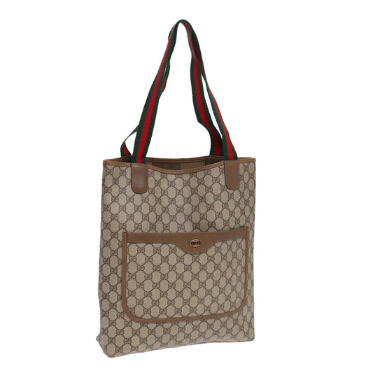 GUCCI GG Supreme Web Sherry Line Tote Bag PVC Beige Red 39 02 003  14357