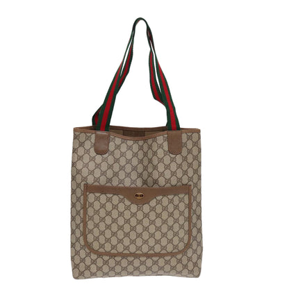 GUCCI GG Supreme Web Sherry Line Tote Bag PVC Beige Red 39 02 003  14357