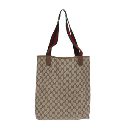 GUCCI GG Supreme Web Sherry Line Tote Bag PVC Beige Red 39 02 003  14357