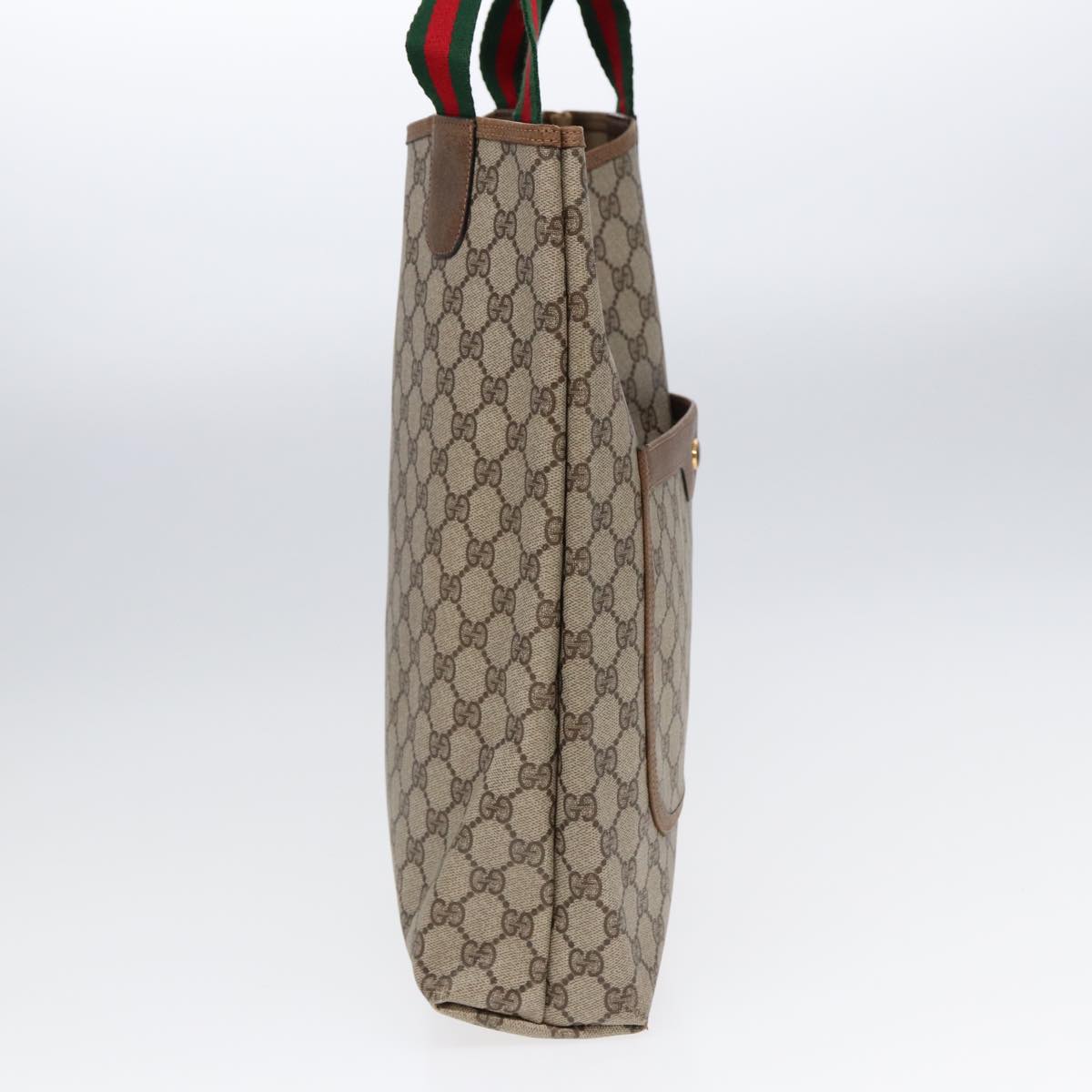 GUCCI GG Supreme Web Sherry Line Tote Bag PVC Beige Red 39 02 003  14357