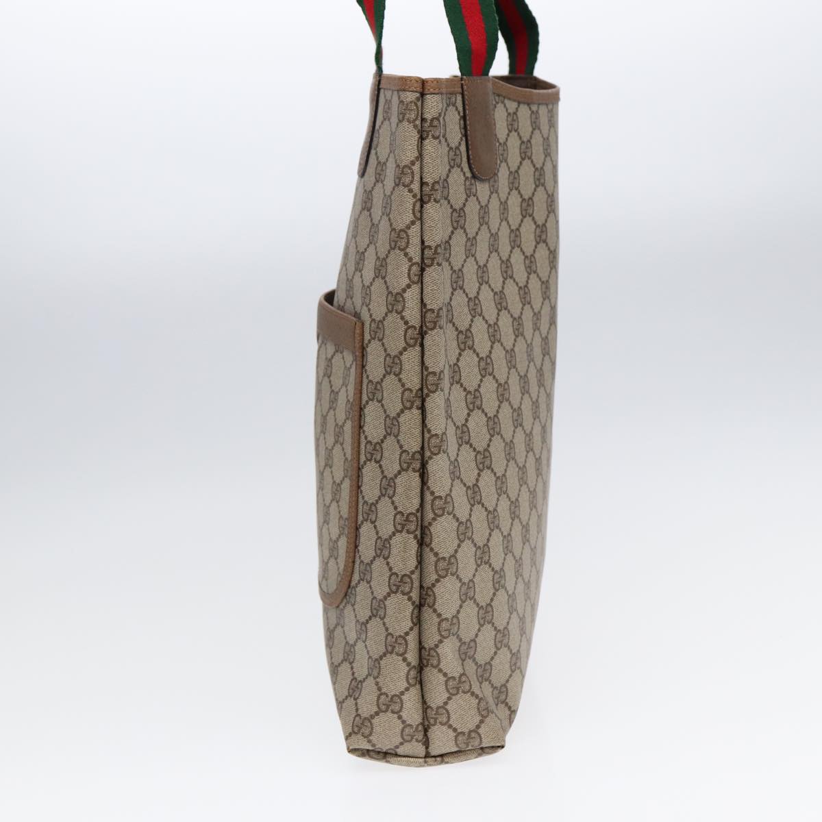 GUCCI GG Supreme Web Sherry Line Tote Bag PVC Beige Red 39 02 003  14357