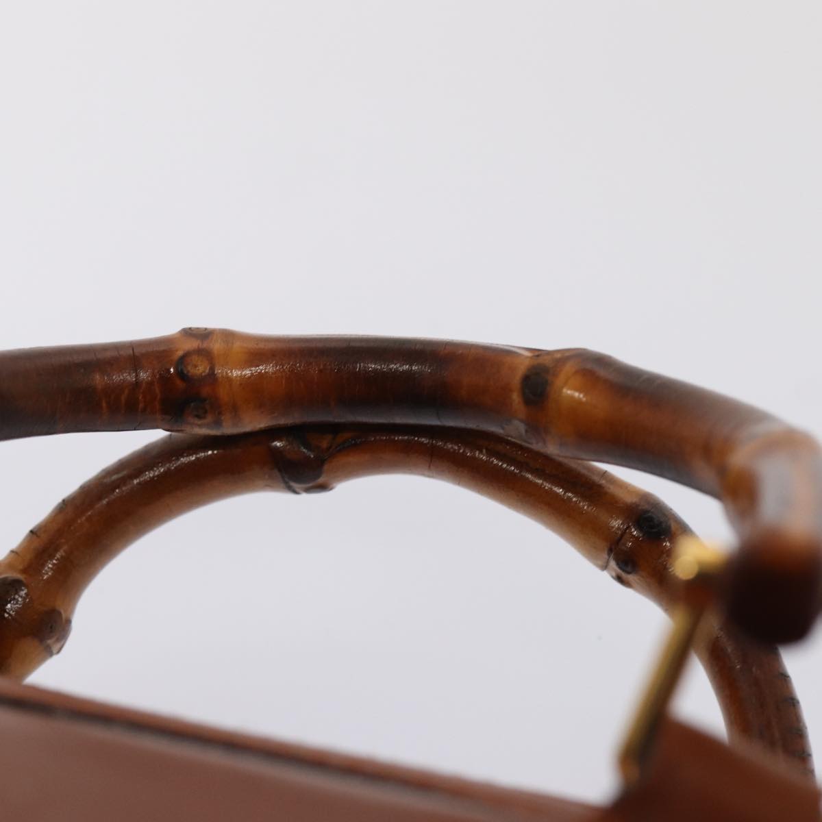 GUCCI Bamboo Hand Bag Leather 2way Brown Gold 007 3444 0232  14371