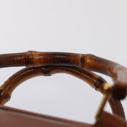 GUCCI Bamboo Hand Bag Leather 2way Brown Gold 007 3444 0232  14371