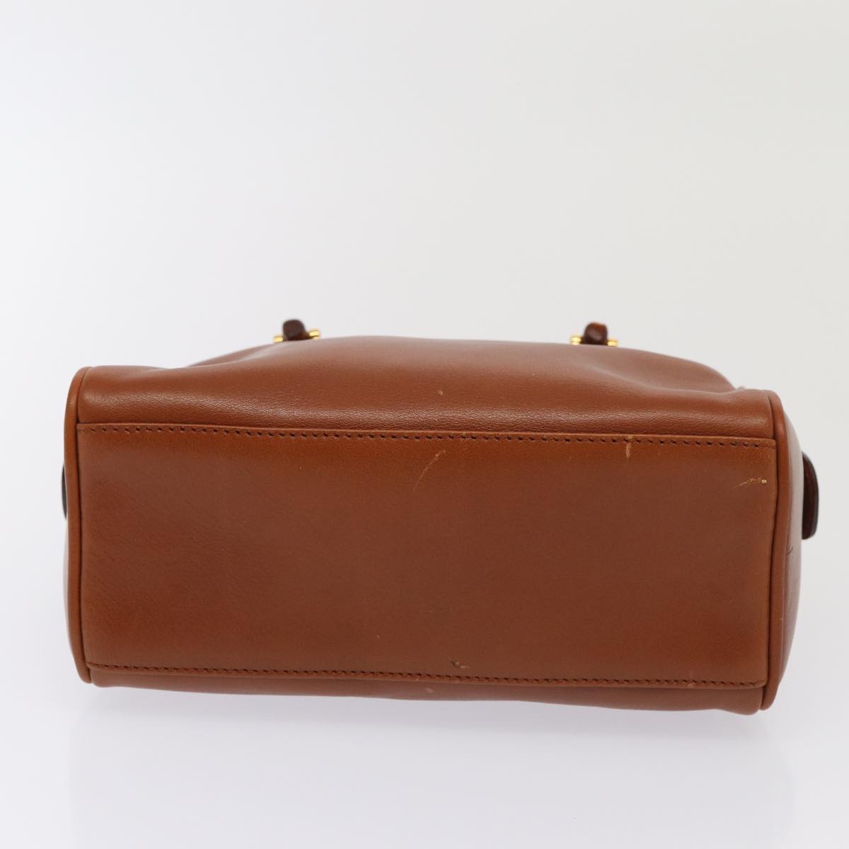 GUCCI Bamboo Hand Bag Leather 2way Brown Gold 007 3444 0232  14371