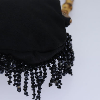 GUCCI Bamboo Beads Chain Purse Pouch Canvas Black 125587  14373