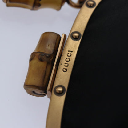 GUCCI Bamboo Beads Chain Purse Pouch Canvas Black 125587  14373