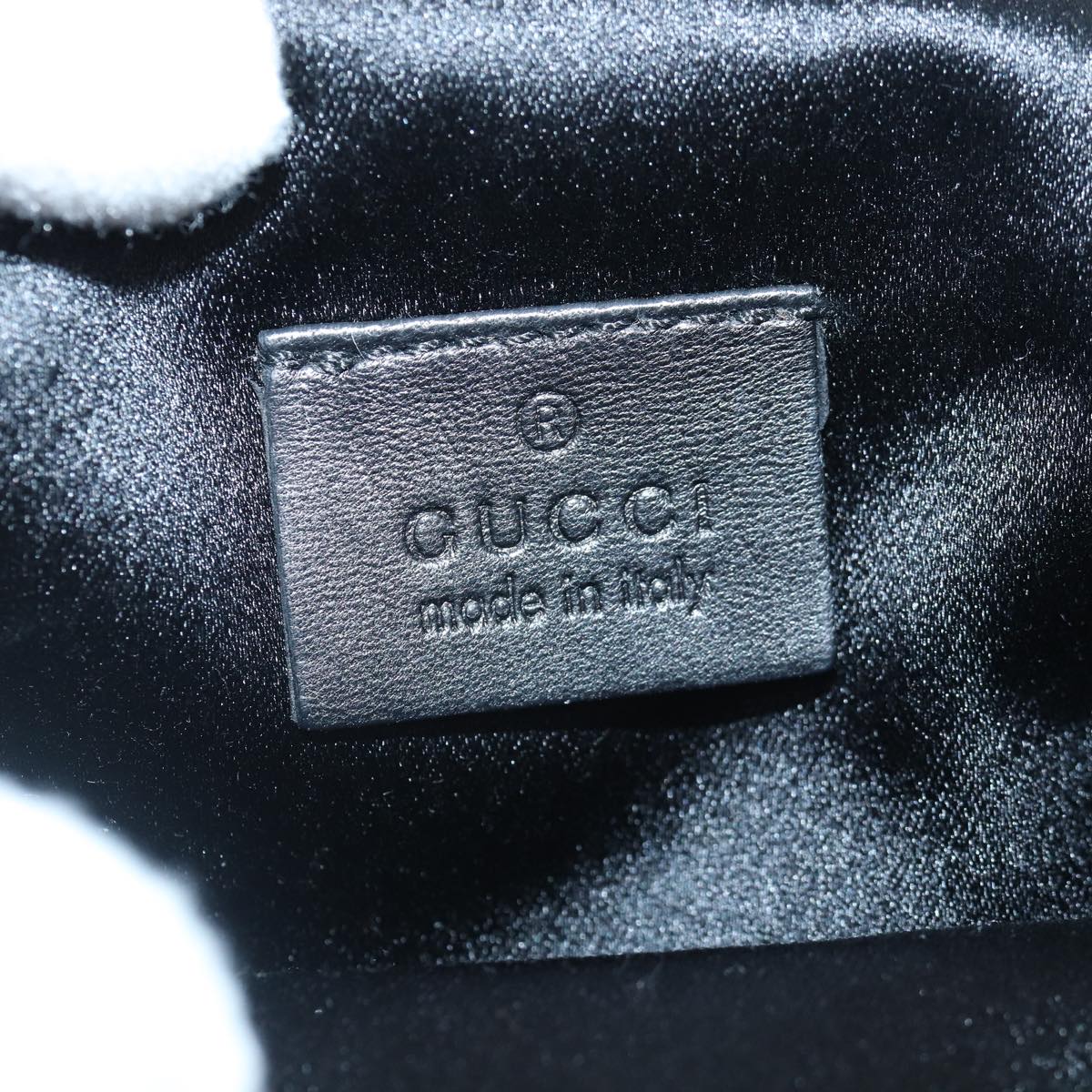 GUCCI Bamboo Beads Chain Purse Pouch Canvas Black 125587  14373