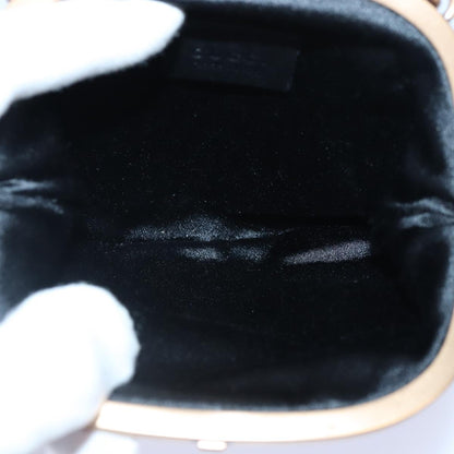 GUCCI Bamboo Beads Chain Purse Pouch Canvas Black 125587  14373