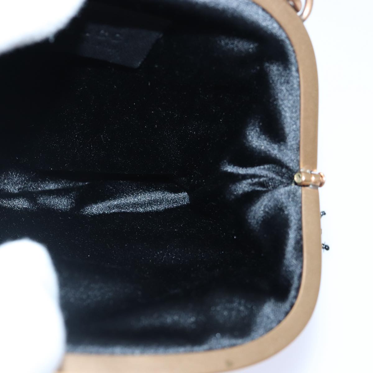 GUCCI Bamboo Beads Chain Purse Pouch Canvas Black 125587  14373