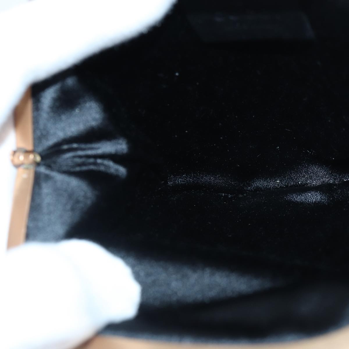 GUCCI Bamboo Beads Chain Purse Pouch Canvas Black 125587  14373