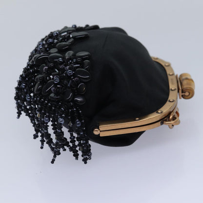 GUCCI Bamboo Beads Chain Purse Pouch Canvas Black 125587  14373