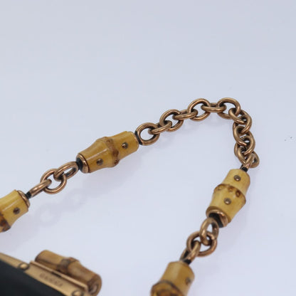 GUCCI Bamboo Beads Chain Purse Pouch Canvas Black 125587  14373