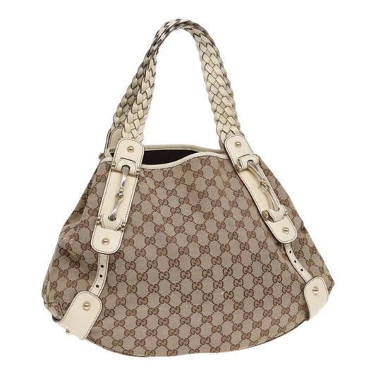 GUCCI GG Canvas Horsebit Tote Bag Beige Silver 137621  14424