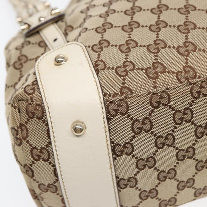 GUCCI GG Canvas Horsebit Tote Bag Beige Silver 137621  14424