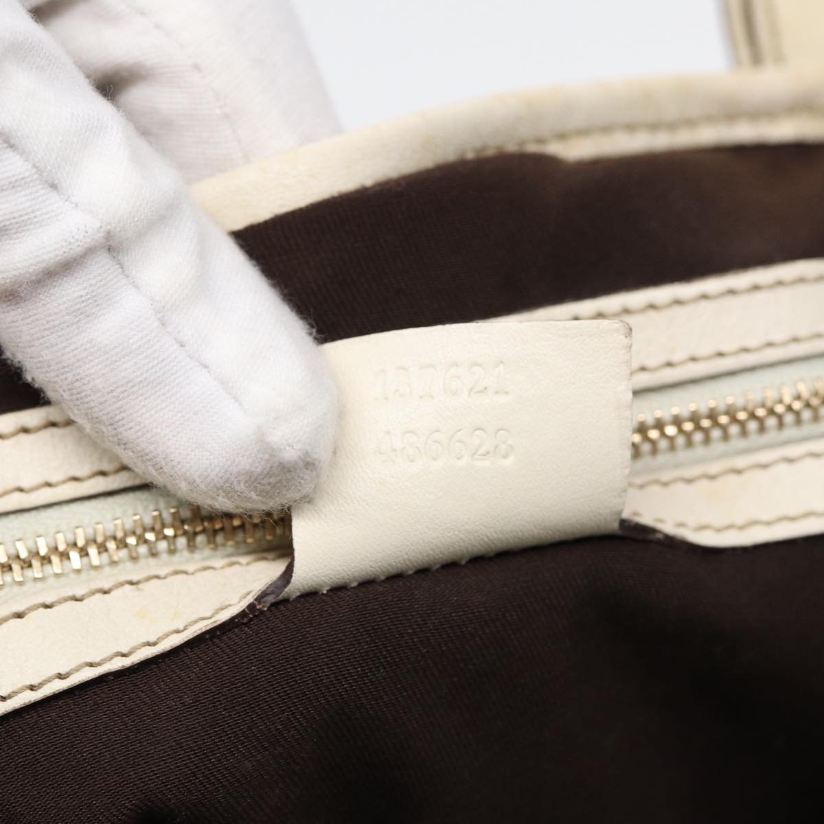 GUCCI GG Canvas Horsebit Tote Bag Beige Silver 137621  14424